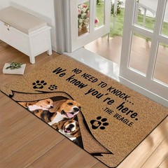 Beagle Theme Funny Doormat with “NO NEED TO KNOCK… We Know You’Re Here. -THE