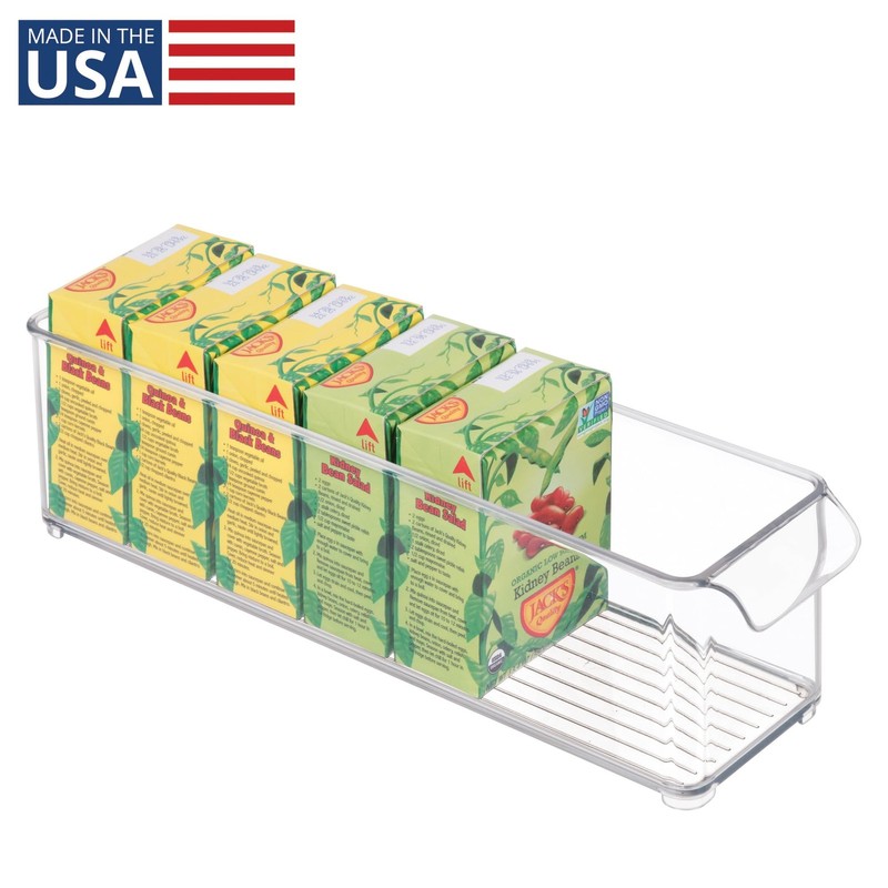 iDesign Stackable Fridge Storage Bin with Handle - 14.5" x 4" x 4", Clear gallery