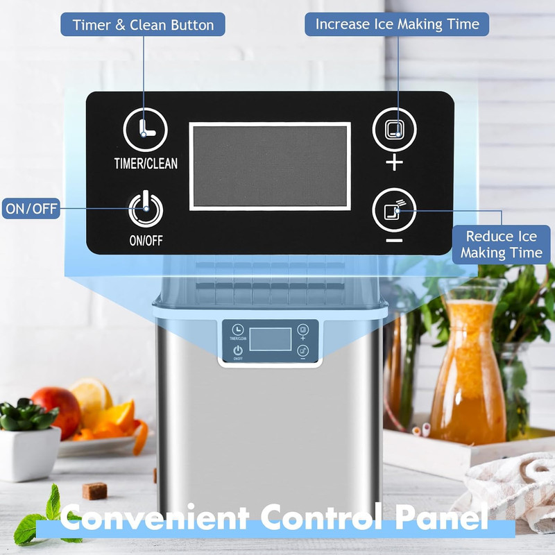 Portable Countertop Ice Maker Machine, 45 Lbs/24H, 24 Pcs/13 Mins, 2 Ways to Add gallery