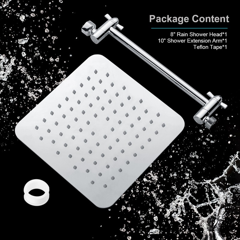 New Rain Shower Head with 10'' Adjustable Extension Arm Combo-Chrome BAS1830-01 gallery