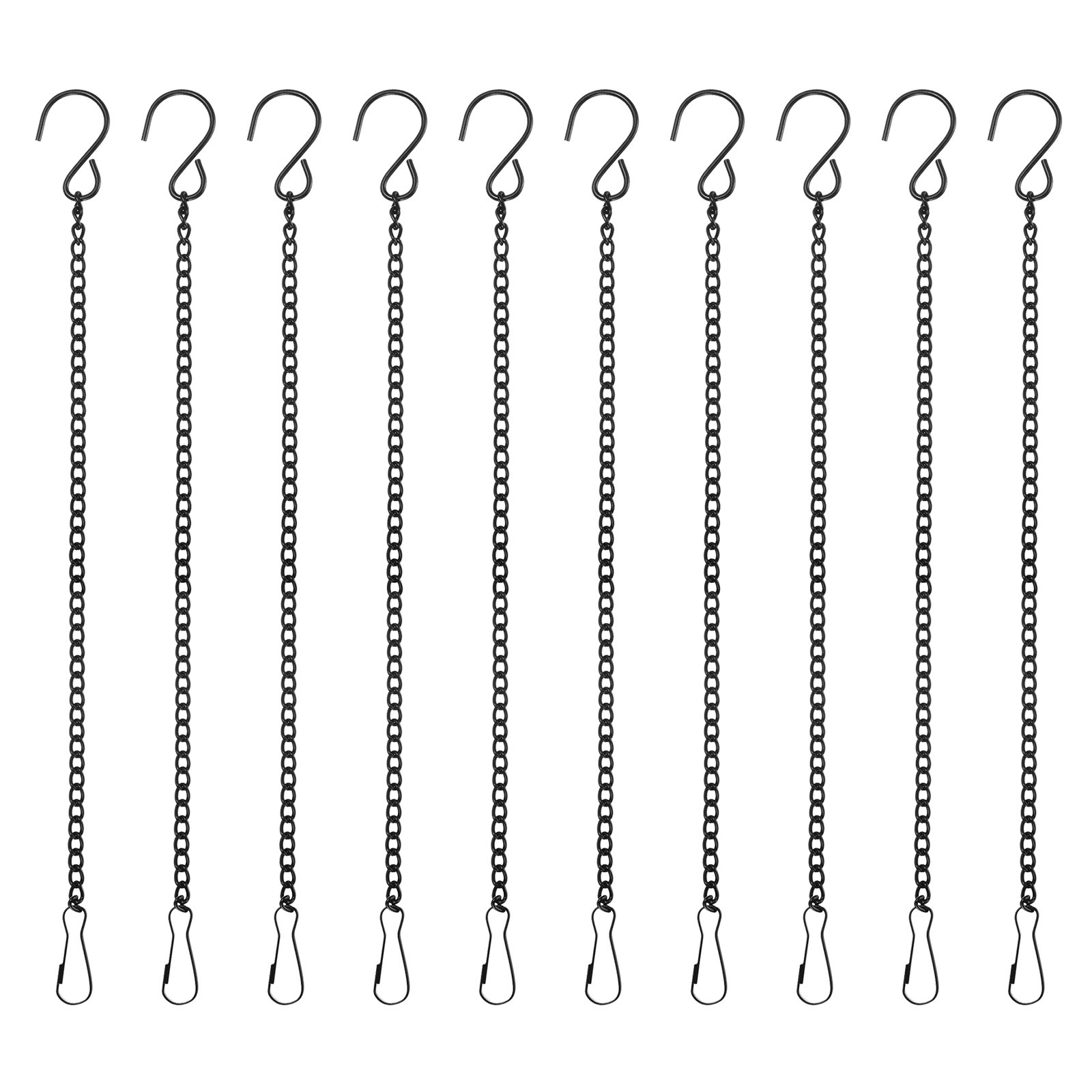 10Pcs 30cm/11.8in Hanging Chain with Hooks for Bird Feeder Planter Lantern Black gallery
