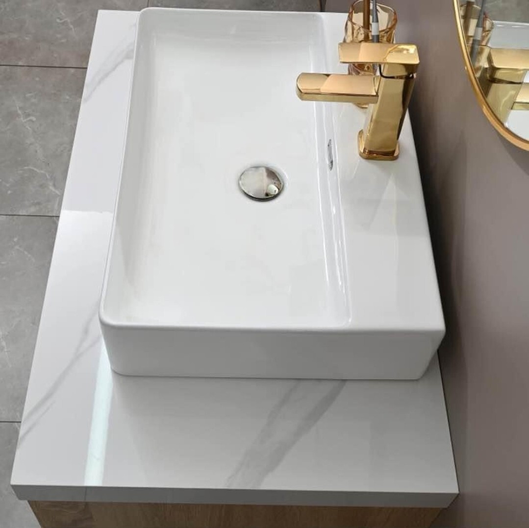 24'' Rectangle Bathroom Vessel Sink and Pop Up Drain Combo, Above Counter gallery