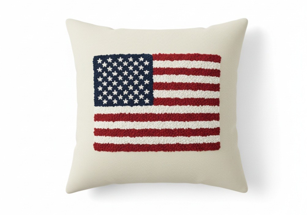 Punch Needle American Flag Pillow Cushion | USA Flag Cushion | Patriotic gift gallery