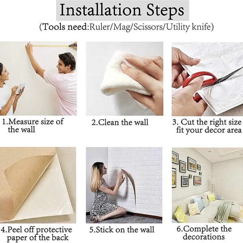 Self-Adhesive Water Proof Wallpaper In Assorted Brick Patterns 2 Sizes gallery