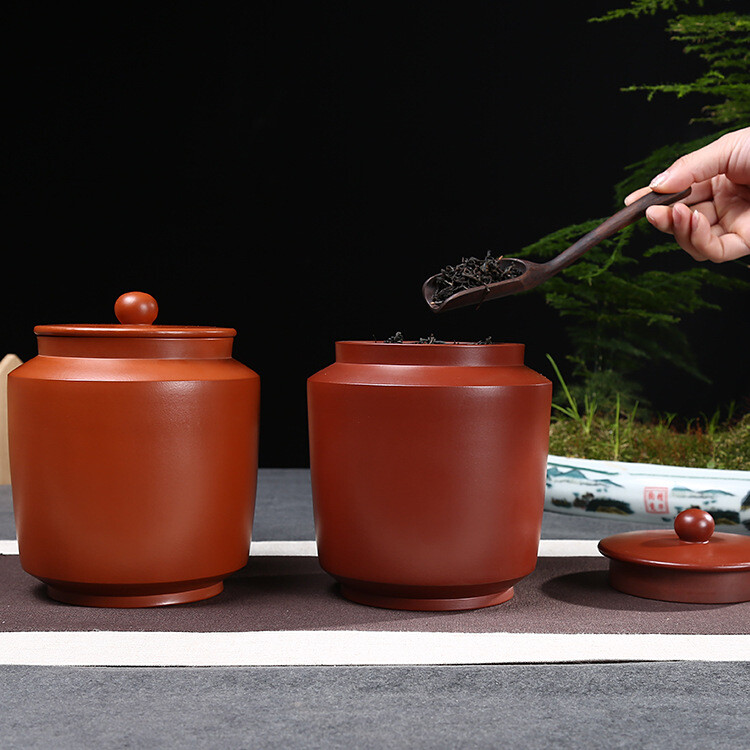 Real Yixing Zisha Tea Candy Solid Color Sealed Lid Tea Canister For Loose Tea gallery