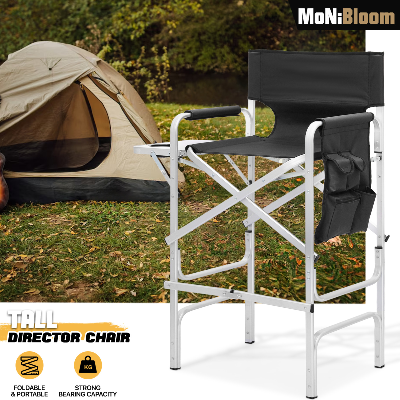 31"Folding Director Chair Aluminum Frame Camping Fishing Seat w/Side Tray+Pocket gallery