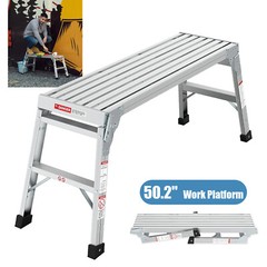 225lbs Aluminum Step Stool Folding Bench Work Platform Non-slip Drywall Ladder
