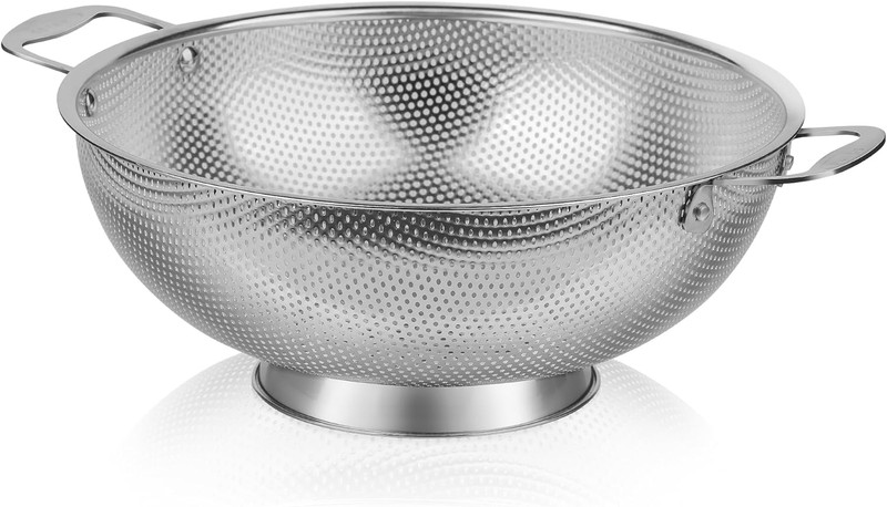 Large 6-Qt Colander, 18/8 Stainless Steel Mesh Strainer for Kitchen, Food Sieve gallery