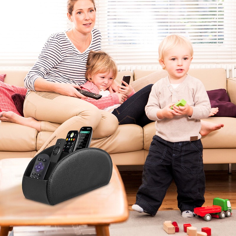 [5 Compartments] Black Remote Control Holder TV Remote Caddy Desktop Organizer gallery