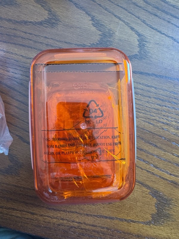 LocknLock 4 pc Food Storage Tritan Rectangle ORANGE Base Nesting Floral Lid -NEW gallery