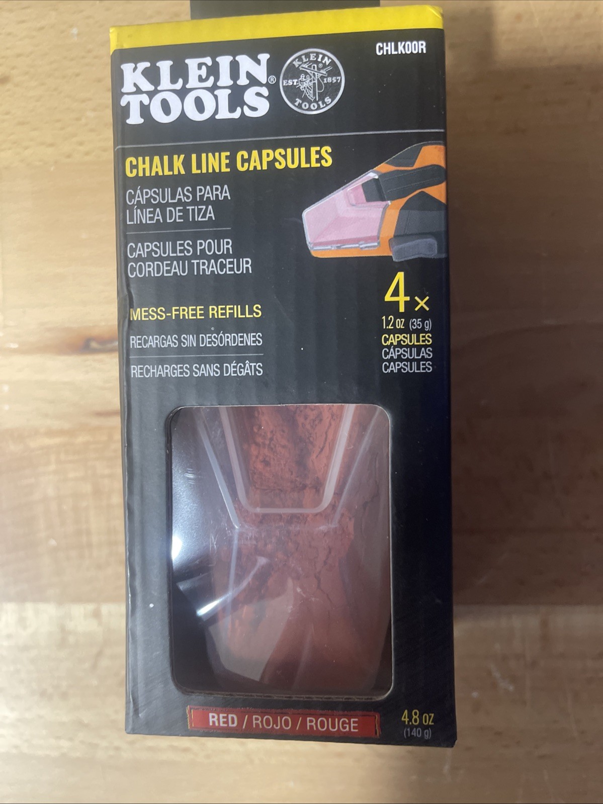 Klein Tools CHLK00R Red Chalk Line Capsules 4-Pack Mess-Free Semi-Permanent gallery