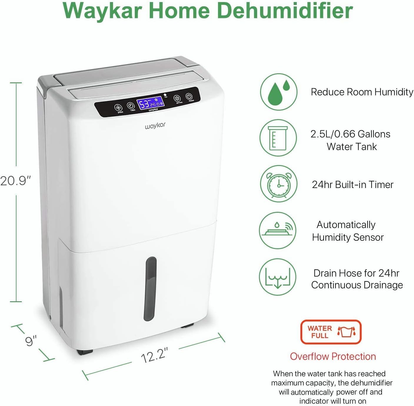 Waykar 34 Pints Energy Star Dehumidifier for Spaces up to 2,000 Sq. Ft at Hom... gallery