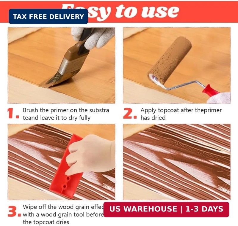 5 Pack Wood Grain Tool,Woodgraining Tool Kit,Texture Pattern with Handle Roller gallery