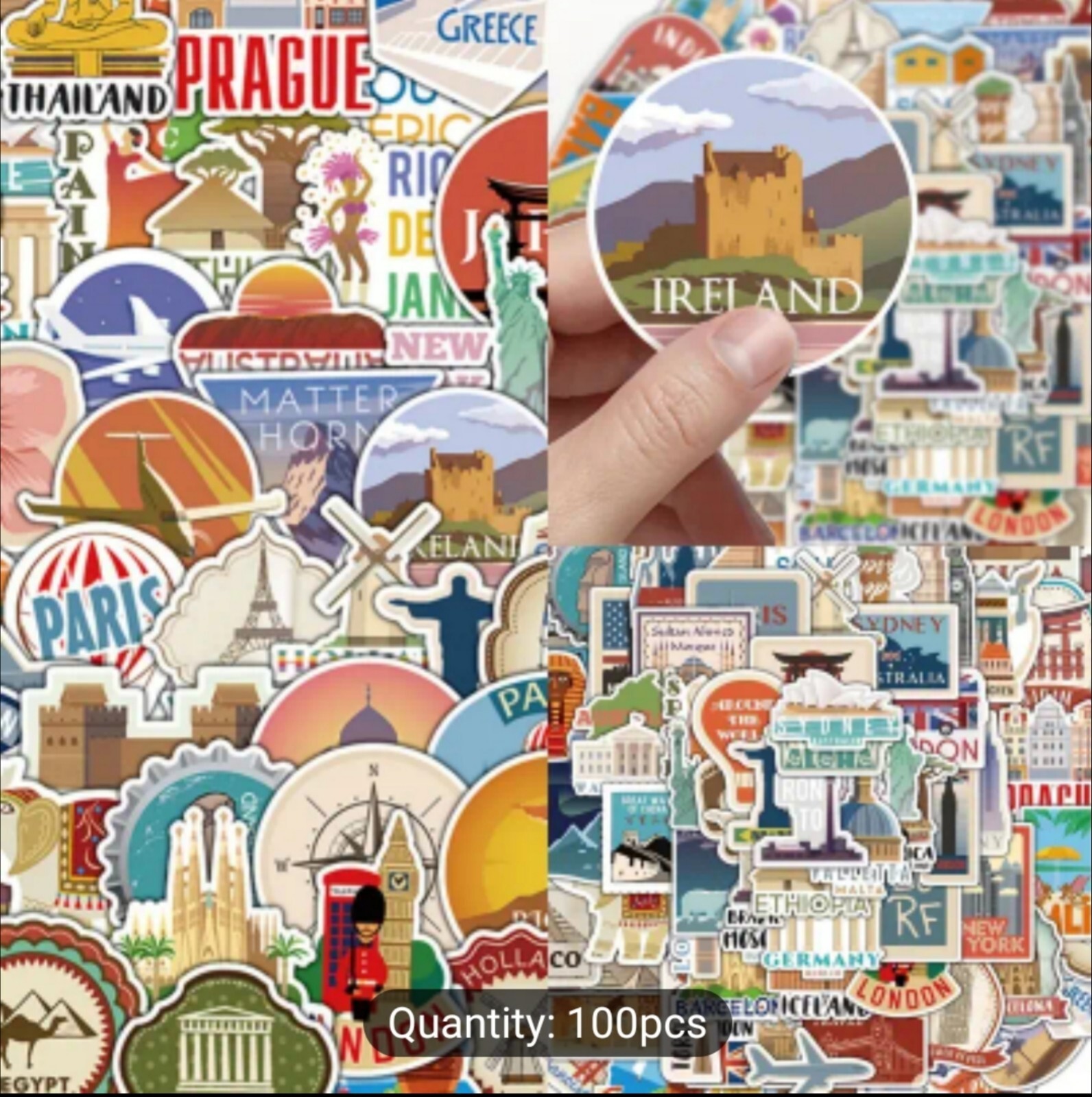 20 PCS Famous Countries Cities Landmarks Locations Travel Stickers BRAND NEW gallery