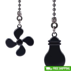 2 Pack Ceiling Fan Pull Chain Extension Set Light Bulb & Fan Icons Heavy Duty US
