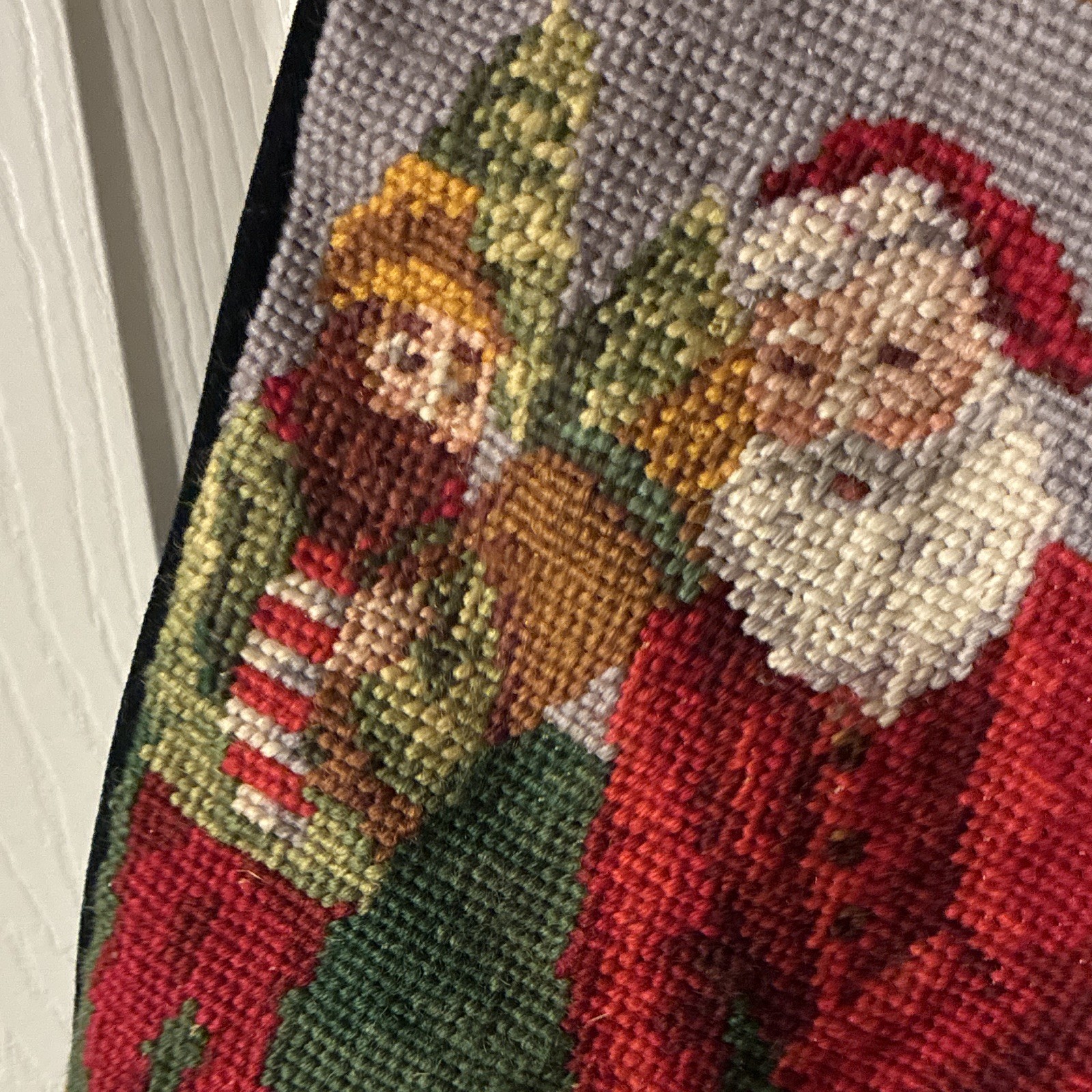 Needlepoint Christmas Stocking Santa Claus Golf Scene, Multicolor gallery