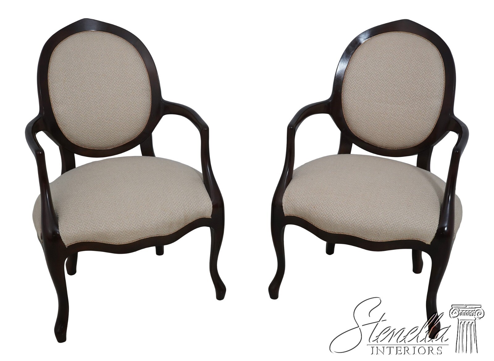 63505EC: Pair Medallion Back Upholstered Open Armchairs gallery