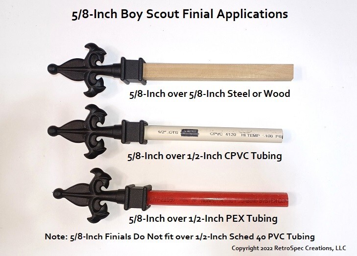 10 EACH (5/8-INCH) BLACK PLASTIC IRON FENCE FINIAL TOPS 1-70-58 BOY SCOUT gallery