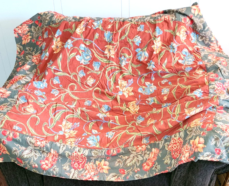 April Cornell Tablecloth Patchwork Floral Reversible Plaid 54x52 Cotton gallery
