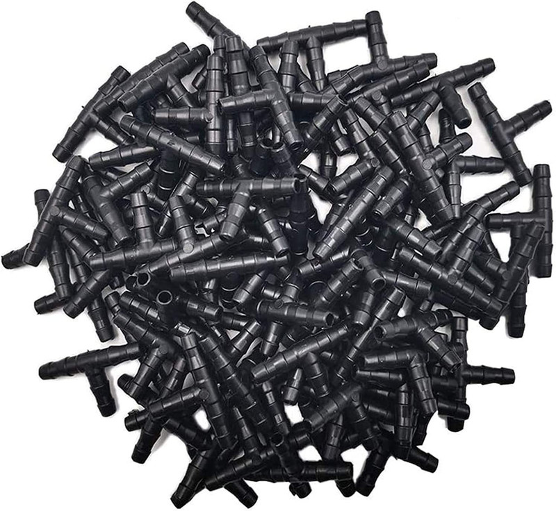 200 Pcs 1/4 Universal Barbed Tee Fittings Drip Irrigation Barbed Connectors gallery