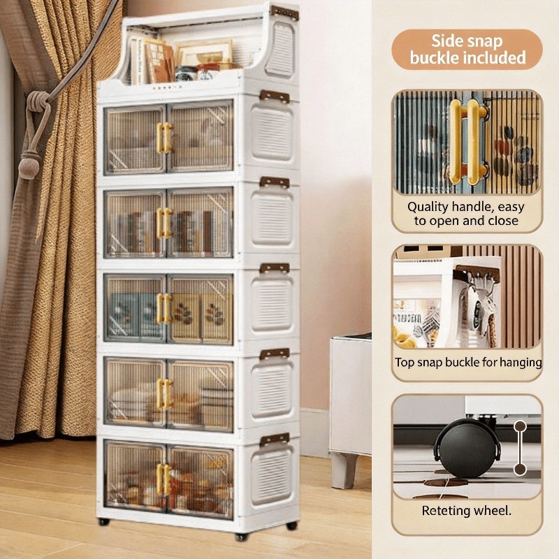 2/3/4/5/6-Tier Foldable Home Storage Cabinet with Magnetic Doors gallery