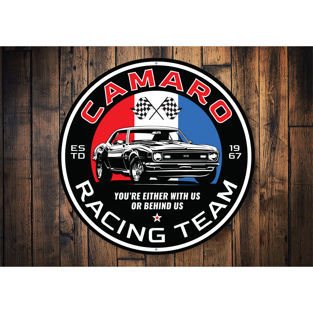 Camaro Racing Team Either With Us Or Behind Us Metal Sign Chevy Chevrolet Car gallery