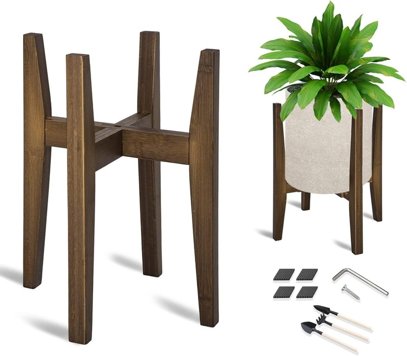 Sturdy Adjustable Plant Stand in Walnut - Fits 8-12 Inch Pots - 120 LB Capacity gallery