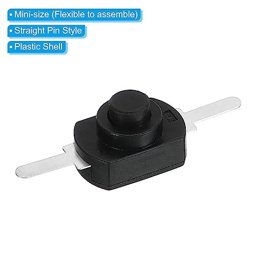 Latching Push Button Switch, 10 Pcs Straight Pin On/Off Self-Lock DC 30V Black gallery