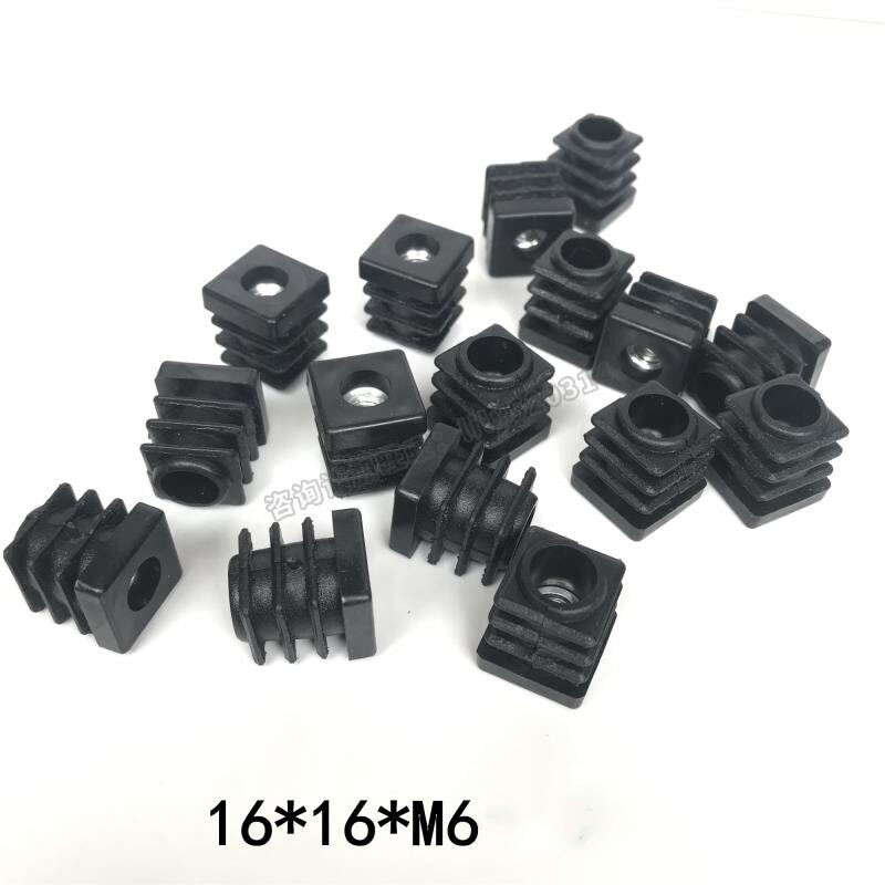 Square Threaded Tube Inserts - M6 M8 M10 Plastic Tube Pipe Black, Box Section gallery