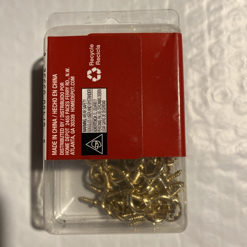 100 Pack 5/8” Cup Hooks Brass Plated gallery