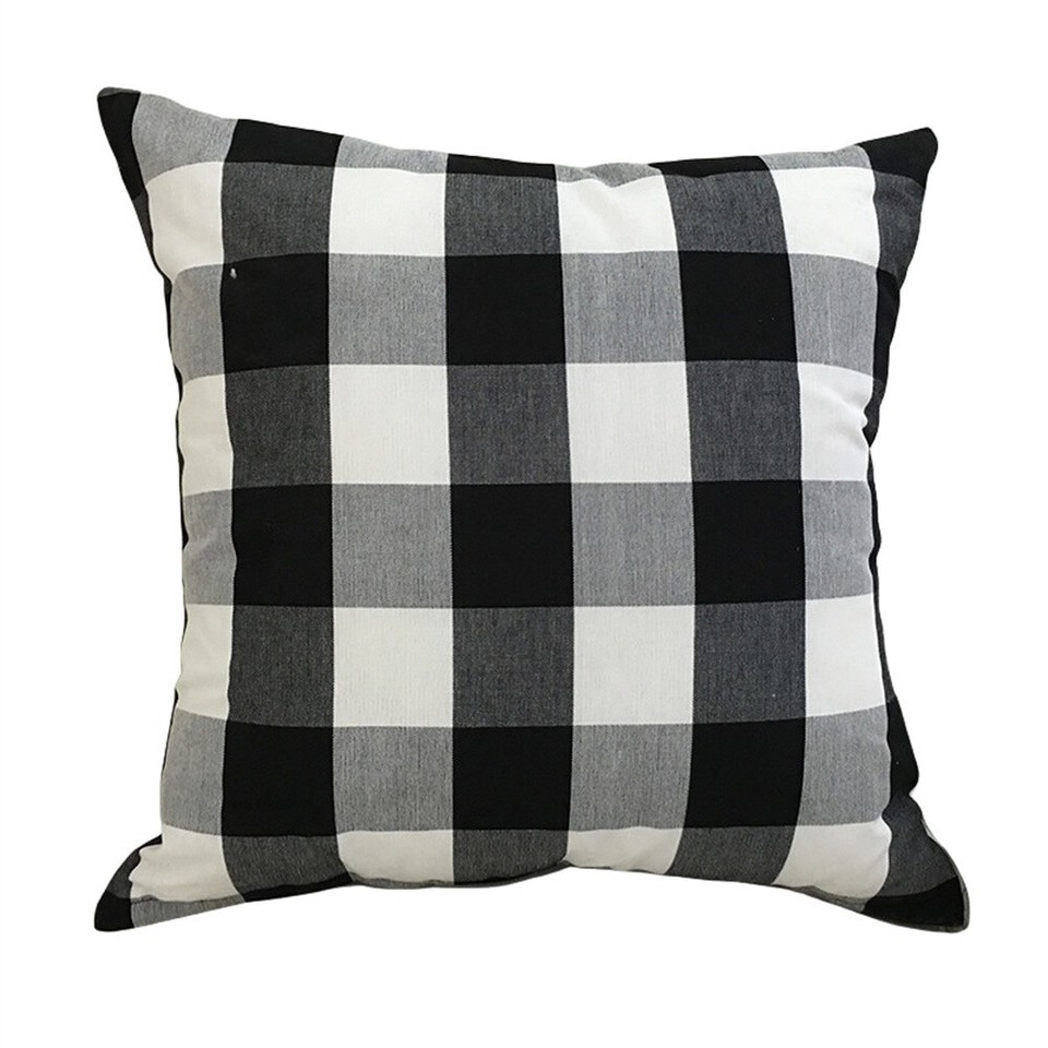 2 PCS Plaids Checks Linen Cotton Two-Sided Cushion Cover Home Sofa Pillow Case gallery