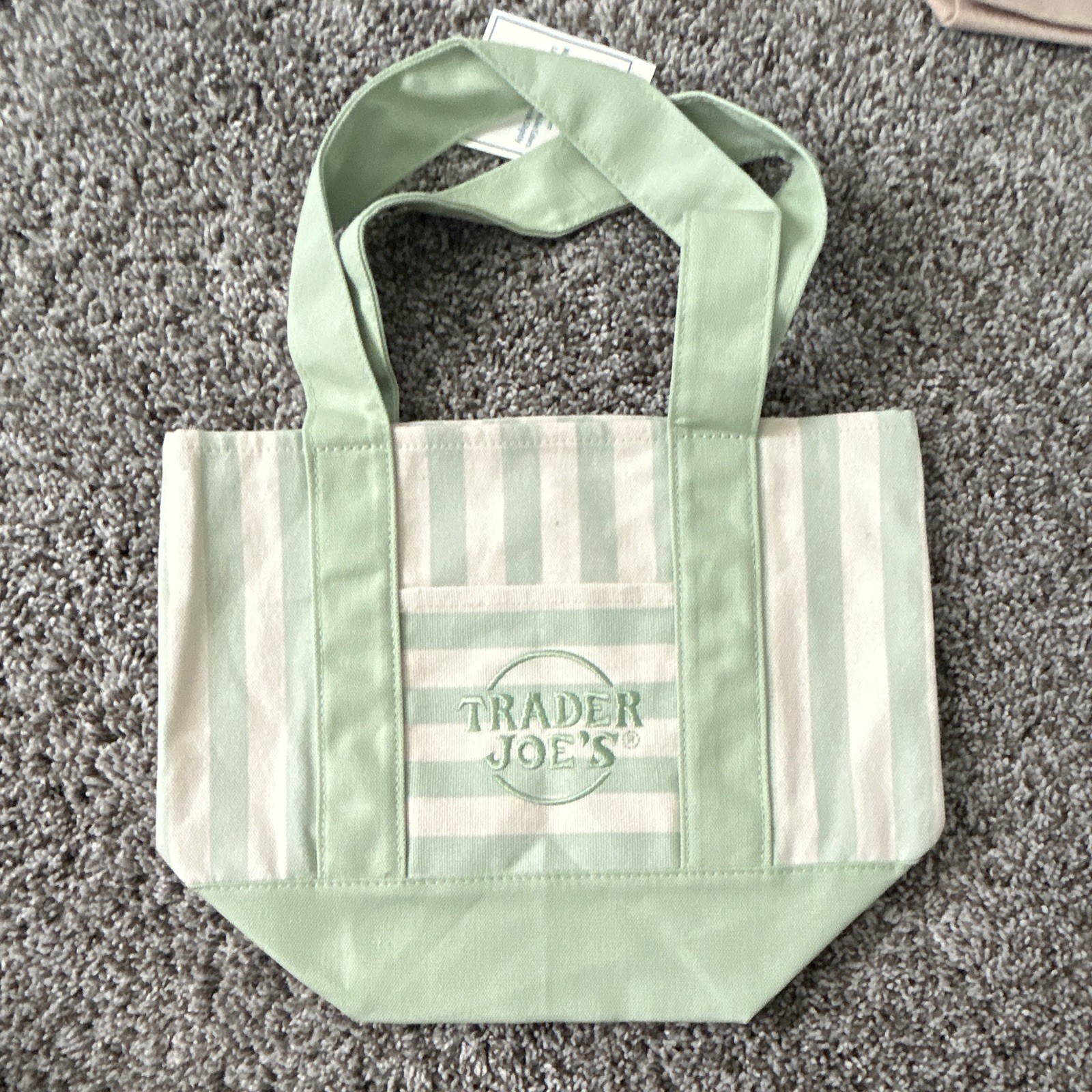 Trader Joe’s Small Canvas Stripe Tote Bags Lot of 4 Multicolor 10x13 in gallery