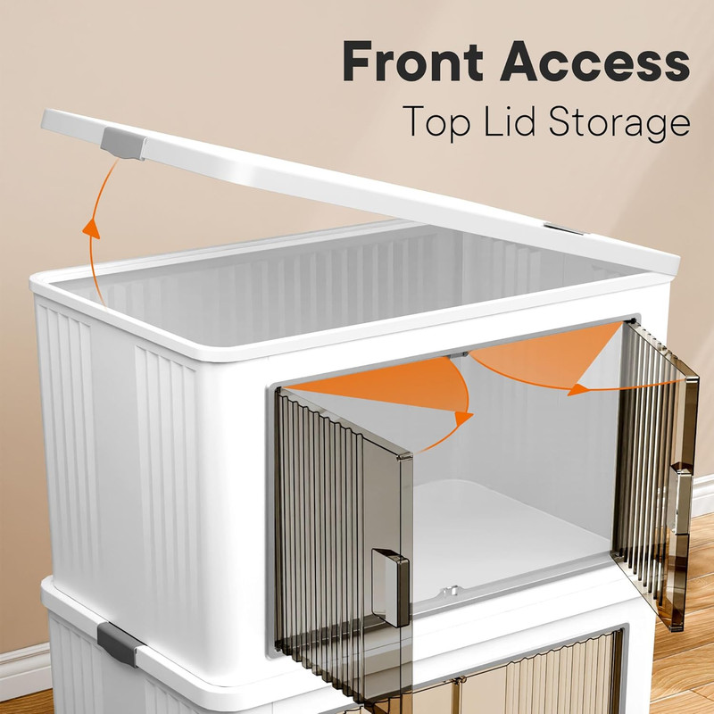 Stackable Storage Bins with Individual Lids and Front Doors, Modular Organizer w gallery