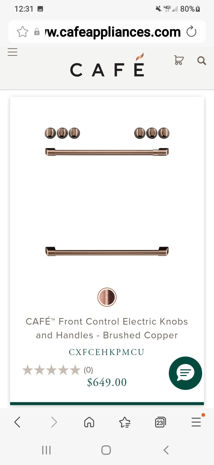 Café Front Control Electric Knobs & Handle Set - Brushed Copper gallery