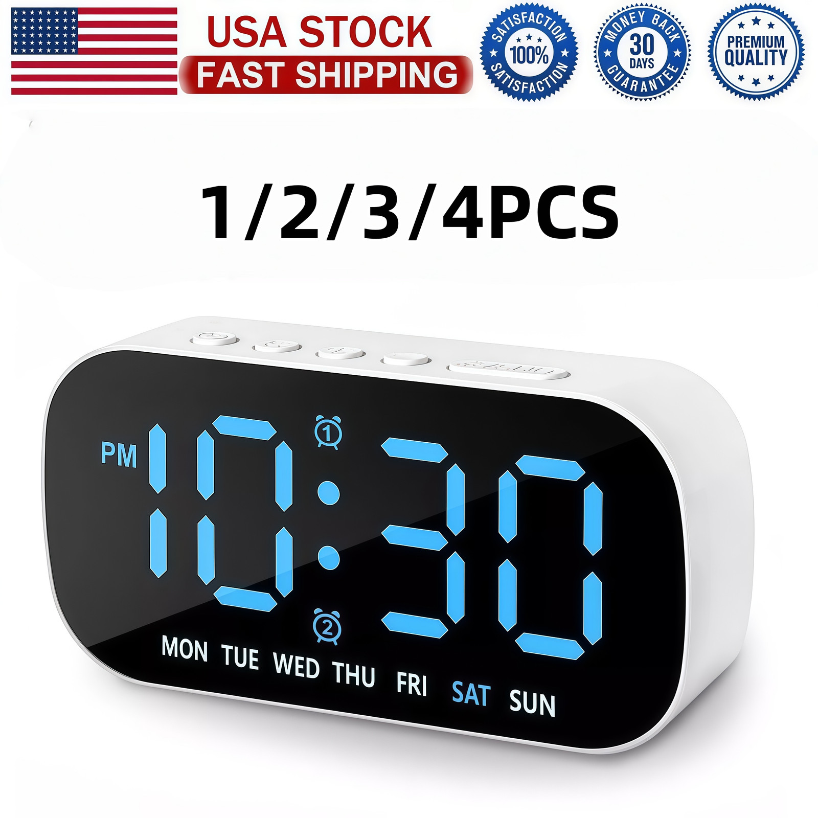 LED Large Display Electric Digital Alarm Clock with Battery Backup and Snooze US gallery