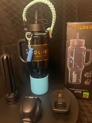 Rare Coldest 36oz BLUE OPAL Limited Edition Water Bottle w/Boot Cord & Mini