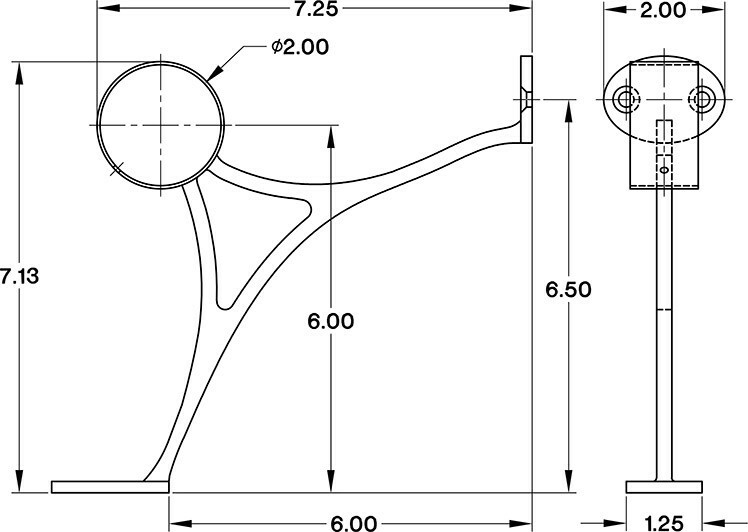 Combination Bar Mount Foot Rail Bracket Kit - 2"OD Brush Stainless Steel Tubing gallery