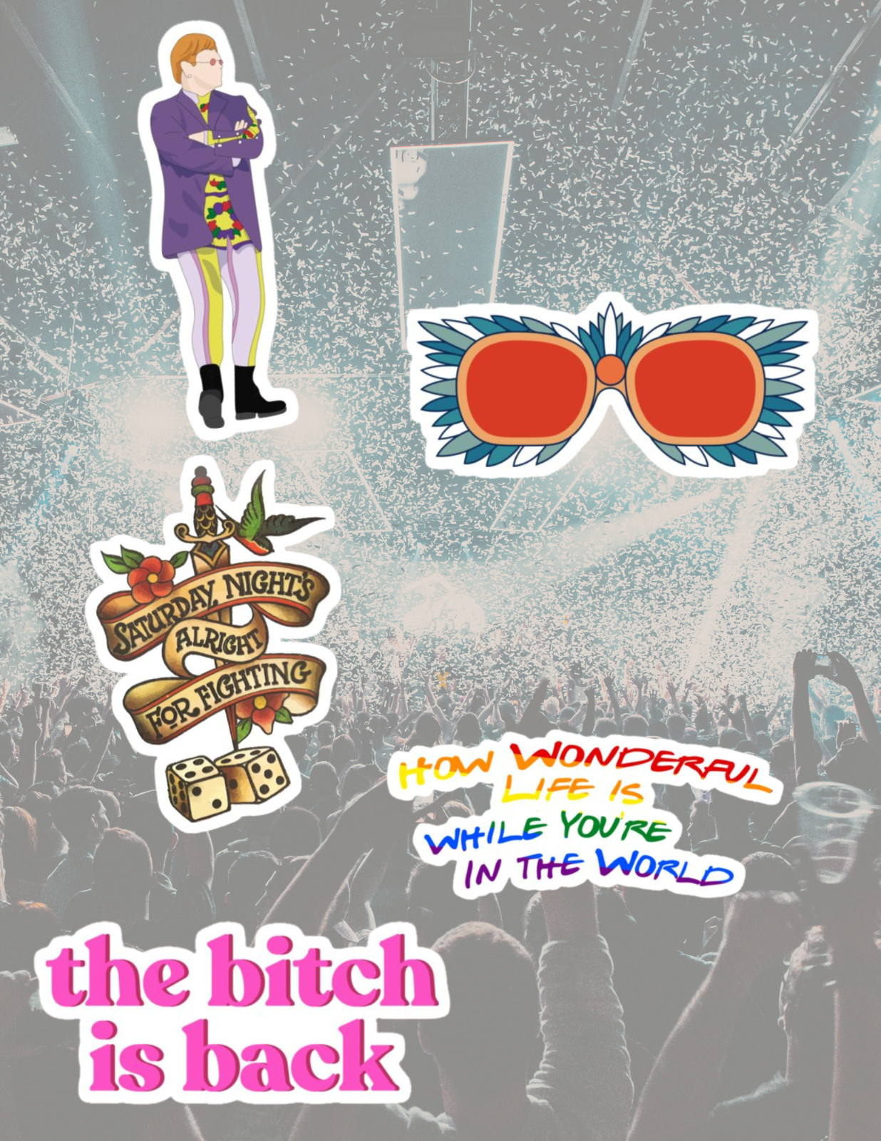 Elton John 5pc Sticker Pack gallery