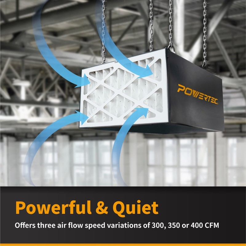 POWERTEC AF4001 Remote Controlled 3-Speed Air Filtration System (300/350/400CFM) gallery