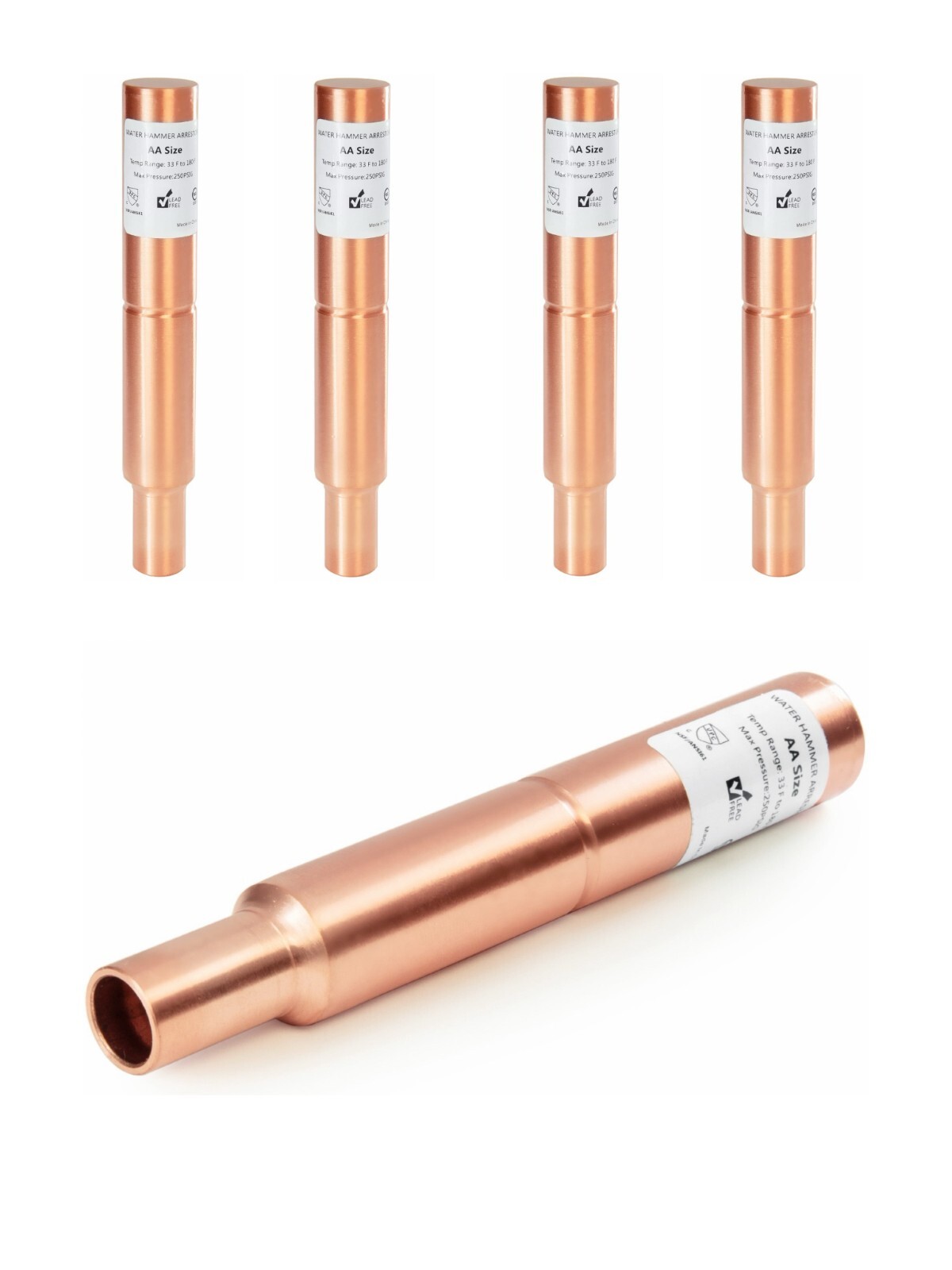 5 PCS EFIELD MH-260 1/2-Inch Straight Male Sweat Copper Water Hammer Arrestor gallery