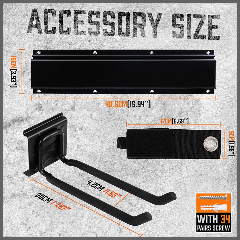 Storage Hooks Wall Mount Garage Garden Organization Rack Max 600 lbs 64" Utility gallery