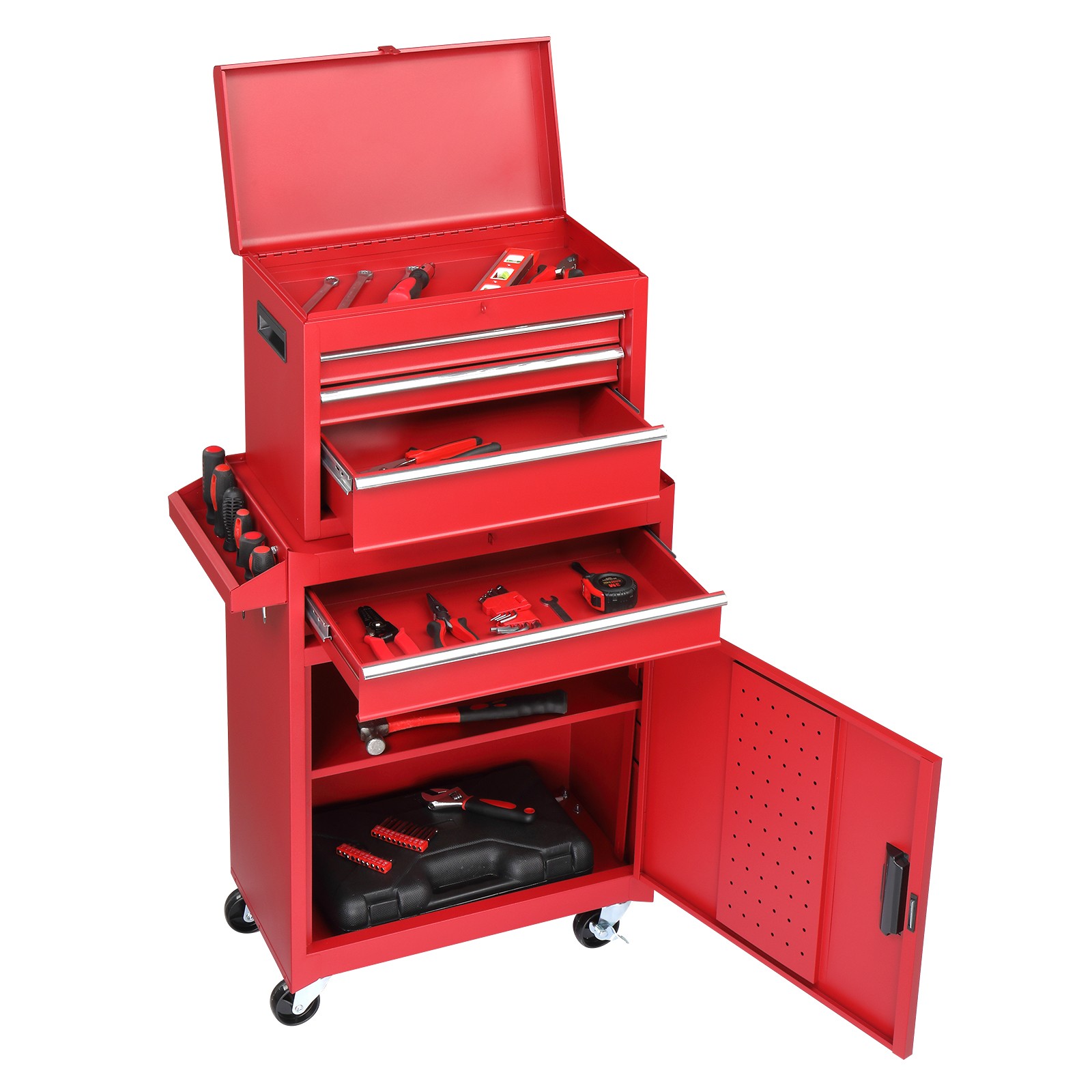 Rolling Tool Chest Tool Organizer Box with Lockable Wheels & Detachable Top NEW gallery