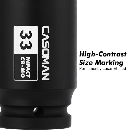 3/4" Drive 33 mm Axle Nut Impact Socket, CR-MO, 6 Point Deep 3/4-Inch Drive gallery