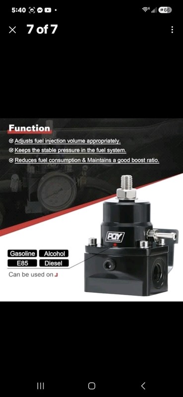Adjustable Fuel Pressure Regulator Kit 3-70PSI With 6AN Return and 6AN black gallery