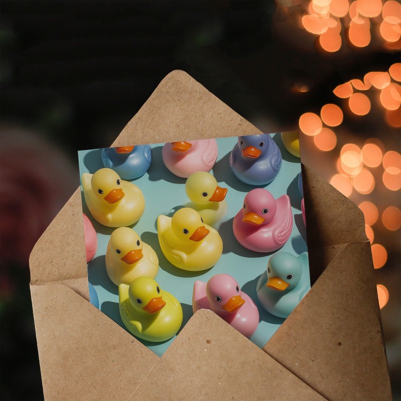 Rubber Ducks Ducky Colourful Pattern Modern Birthday Greeting Card gallery