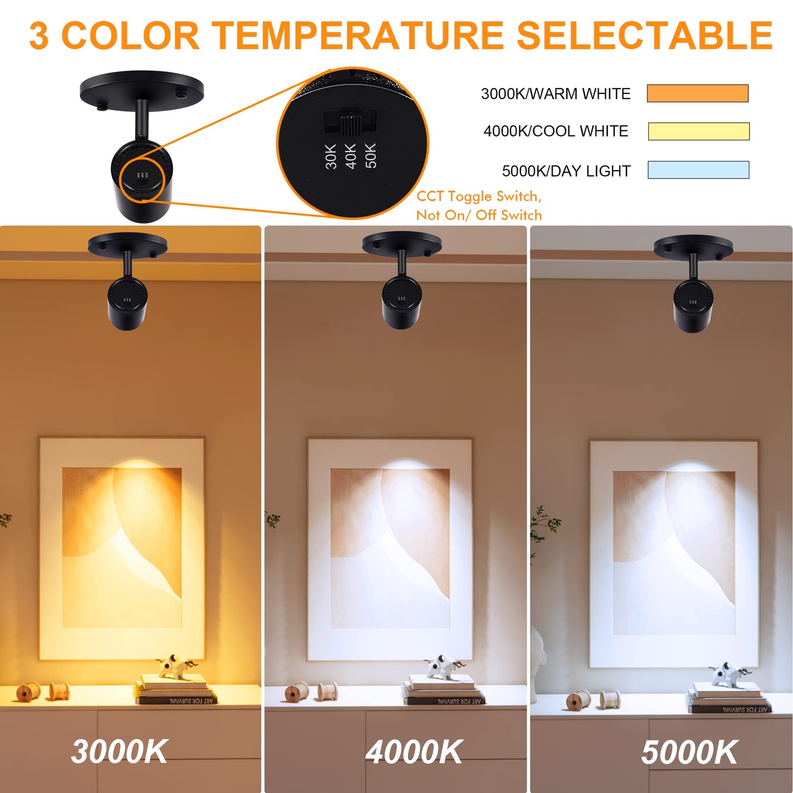 Led Flush Mount Ceiling Spot Lightcri90+ 9w 3000k 4000k 5000k Selectable Dimmabl gallery