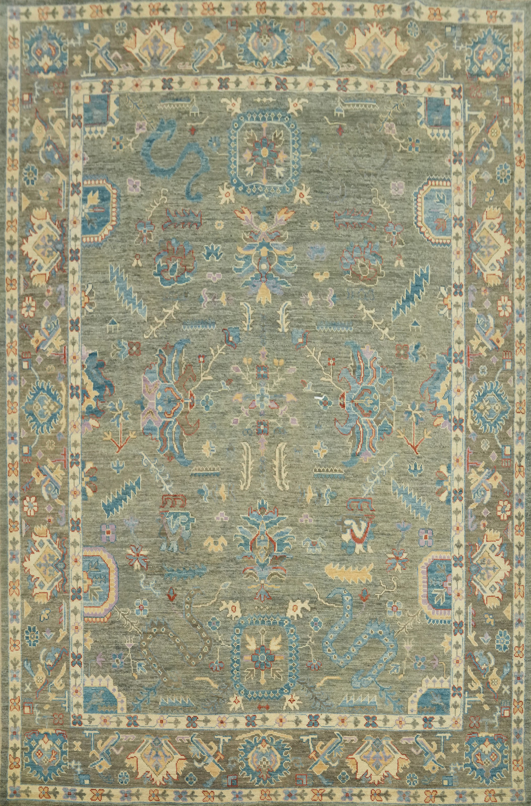 All-Over Oushak Vegetable Dye Living Room Area Rug 9x12 ft Hand-knotted Wool gallery