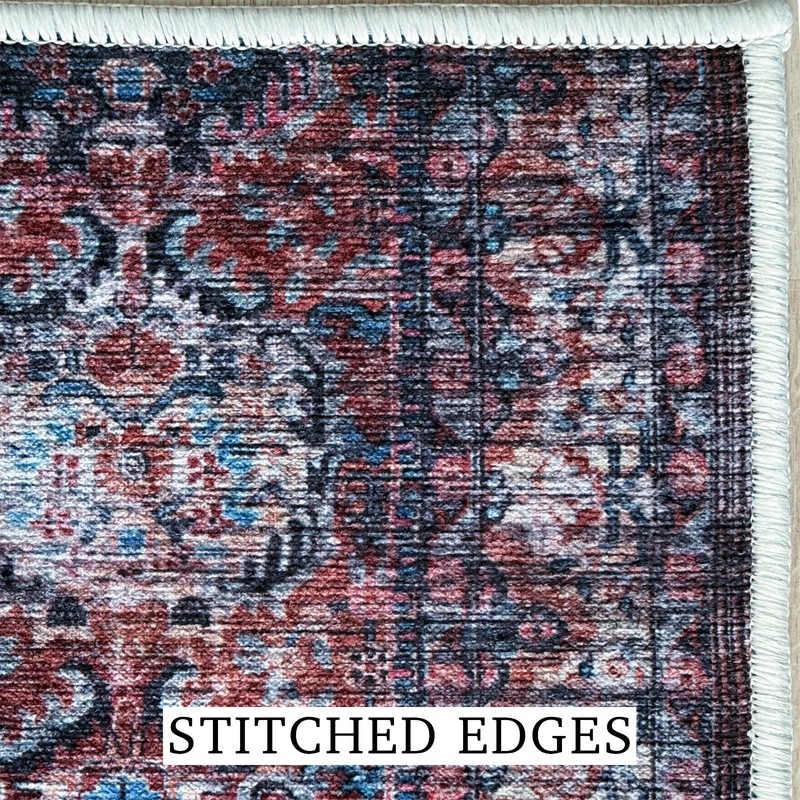 Custom Size Anti Slip Soft Pile Bordered Beige Design Runner Rug 26" Wide gallery