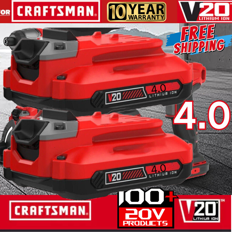 2PACK 4.0 For Craftsman V20 20 Volt MAX Lithium Battery CMCB204 CMCB202 /Charger gallery