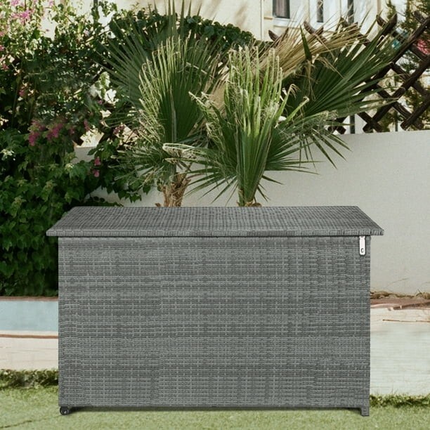 150 Gallon Outdoor Storage Deck Box Waterproof Large Patio Rattan Storage Bin GR gallery